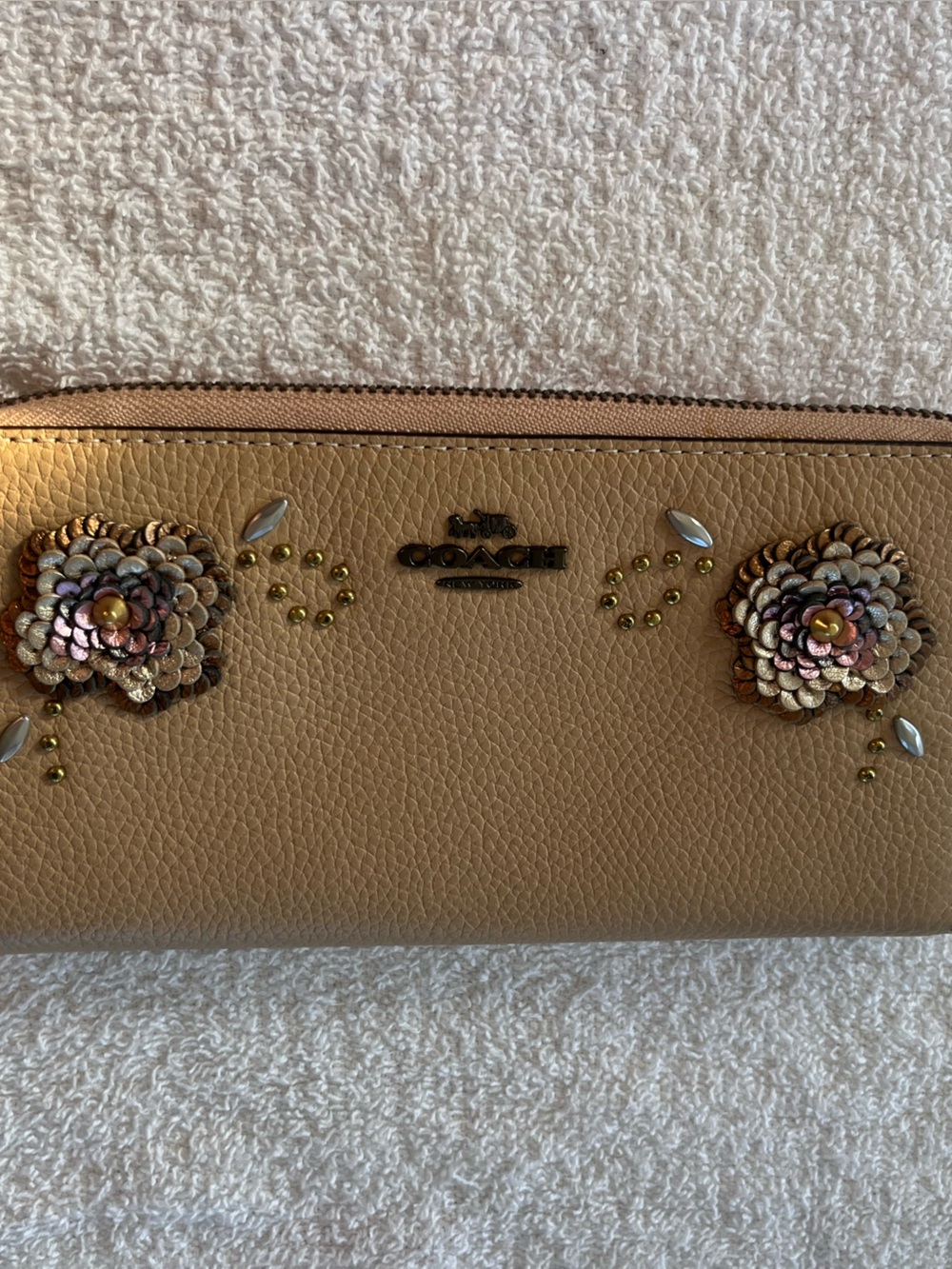 Coach Multicolors Accordion Zip with Leather Sequin Applique Wallet